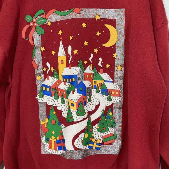 Vintage MBC Sweatshirt Mens XL Christmas Village Graphic Crewneck Made USA 90s - Picture 2 of 15
